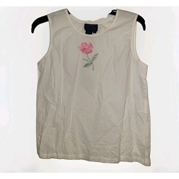 VTG 90s Willow Ridge Top Women's S Floral Embroidered Patch| Cottagecore Minimal - Picture 3 of 7